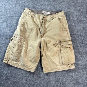 Soul Surfing Shorts Mens 31 Beige Cargo Canvas Pockets Embroidered Casual Summer